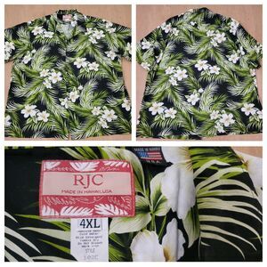 RJC Hawaiian Shirt Mens 4XL Short Sleeve Button Up Floral Casual Camp